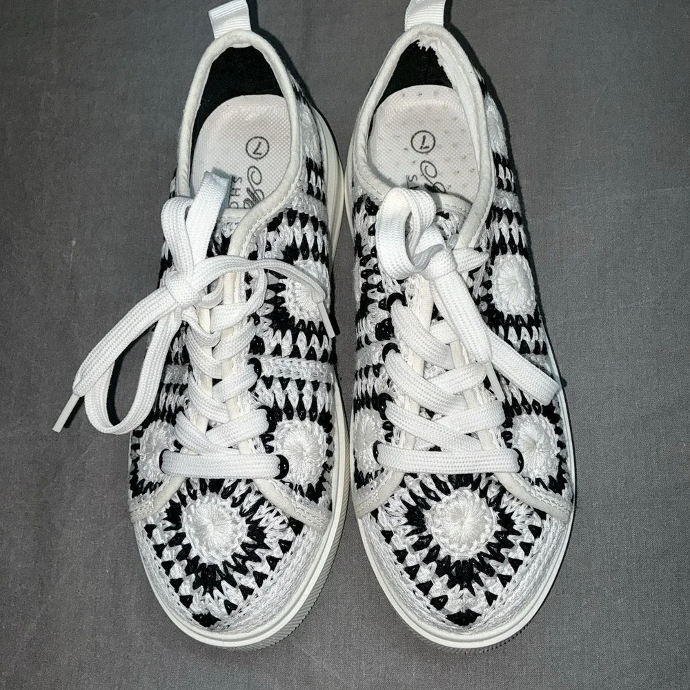 Dirty Laundry Recreation Womens Shoes Sz 7 Black White Multi Platform Sneakers